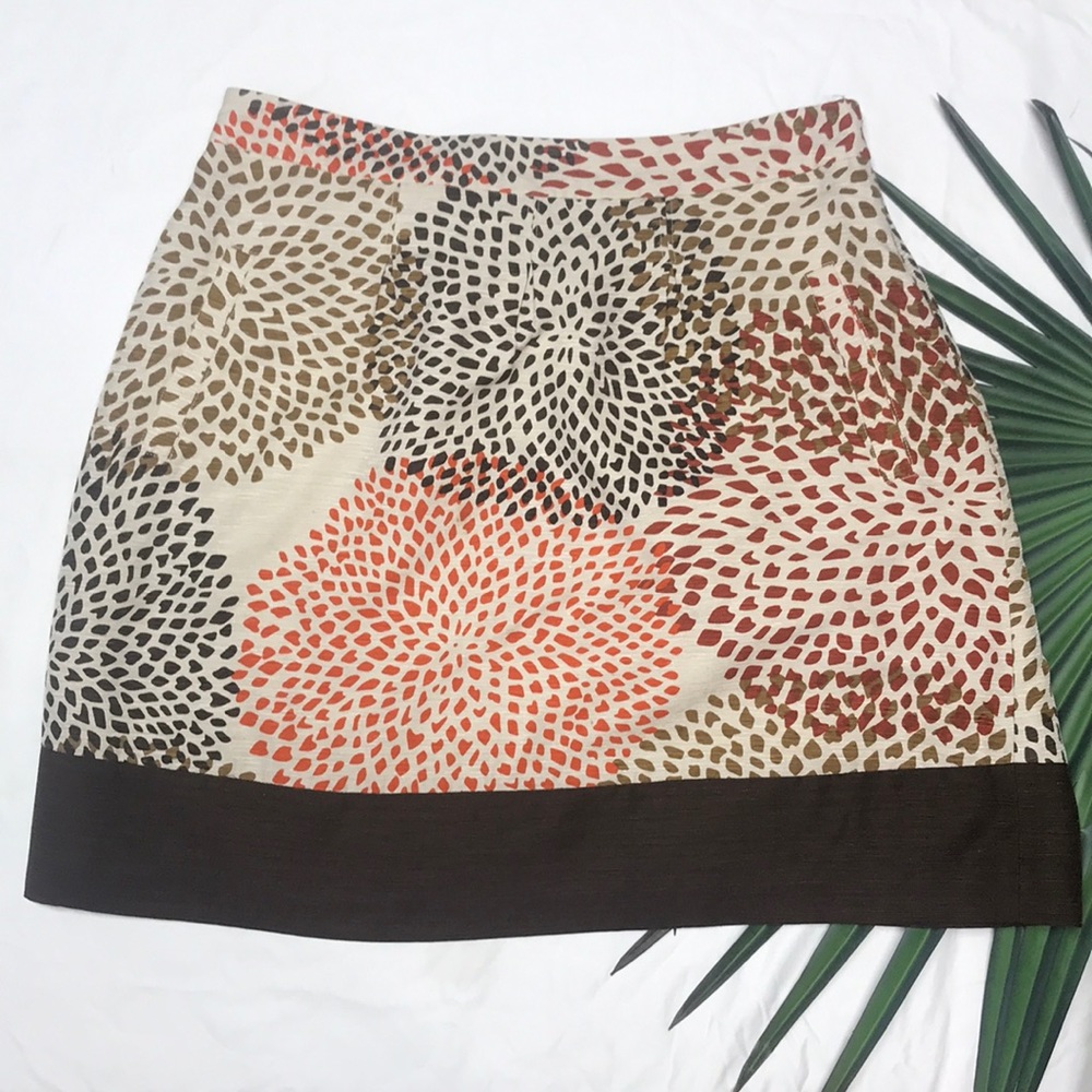 BANANA REPUBLIC Silk skirt brown rust cream size 8